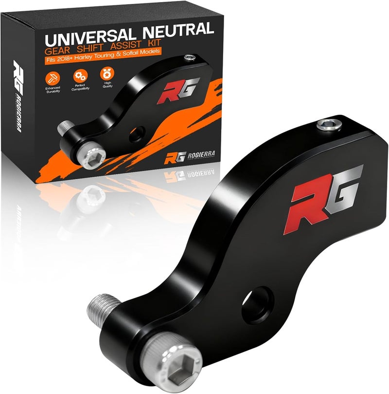 Rogierra Ez Shift Neutral Gear Assist Kit for Harley- CNC Machined Shift Lever, Easy Neutral Finder, Fits 2018-2025 Touring (ElectraGlide/Road Glide/Tri Glide) & Softail (Fat Boy 114) Motorcycles(Black) - Image 1